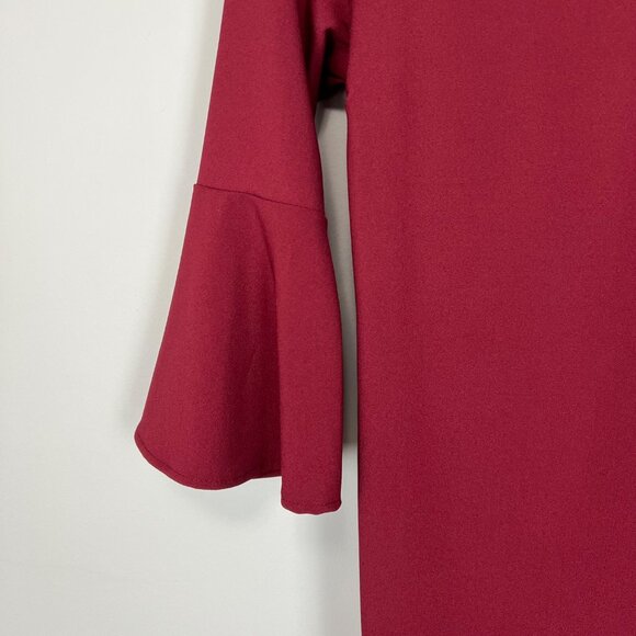 Lulus Womens Last Love Song Burgundy Tie Waist Dress Bell Sleeves size Small - Picture 7 of 14